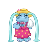 😭 hipopótamo, desenho animado, animal, personagem, vestido, chapéu whatsapp sticker