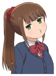 😗 Anime, Ragazza, Cartone animato, Espressione, Carino, Uniforme scolastica telegram sticker