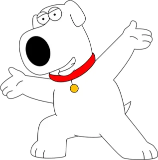 😁 Brian Griffin Family Guy chien, dessin animé, anthropomorphe, famille, blanc telegram sticker