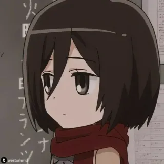 🥺 Mikasa Ackerman Attack on Titan anime, manga, chibi, cute, character, illustration, mikasa, attack on titan telegram sticker