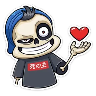 ❤️ 死の主 kerangka, anime, hati, kartun, tengkorak, kematian whatsapp sticker