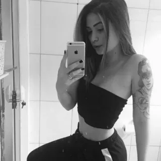 😌 mulher, selfie, tatuagem, banheiro, retrato, garota telegram sticker