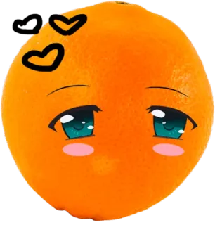 😍 orange, kawaii, anime eyes, fruit, cute, heart whatsapp sticker