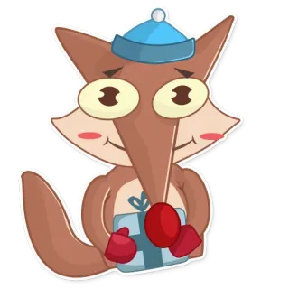 ☺️ volpe, cartone animato, animale, inverno, regalo, dono telegram sticker