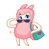 😉 rosa, animal, óculos de sol, bolsa, desenho animado whatsapp sticker