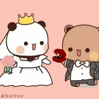 😍 @hotlve cartoon, wedding, bears, proposal, cute telegram sticker