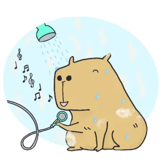 🎼 Capivara, Chuveiro, Cantando, Música, Fofo, Animal telegram sticker