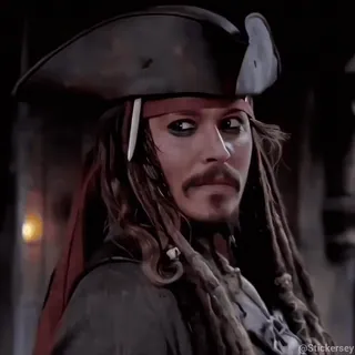 🫡 Jack Sparrow Pirates of the Caribbean Jack Sparrow, pirate, Johnny Depp, movie, character, hat, pirates of the caribbean telegram sticker