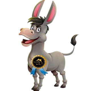 🥇 burro, animal, desenho animado, fofo telegram sticker
