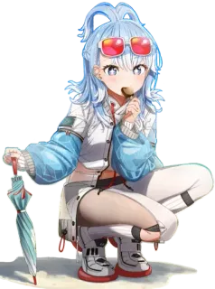 😍 Kobo Kanaeru Аниме, Девушка, VTuber, Kobo Kanaeru, Зонт, Солнцезащитные очки whatsapp sticker