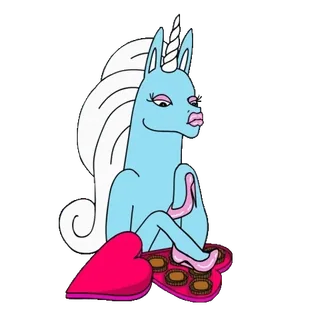 🦄 unicorn, kartun, fantasi, lucu, hati, cokelat, makanan penutup telegram sticker