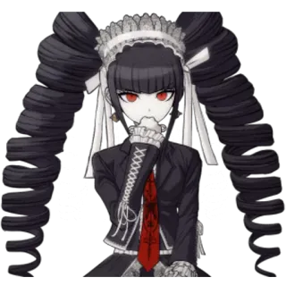 😒 Celestia Ludenberg Danganronpa Anime, Gotico, Doppi Chignon, Occhi Rossi, Vestito Nero, Ragazza Anime telegram sticker