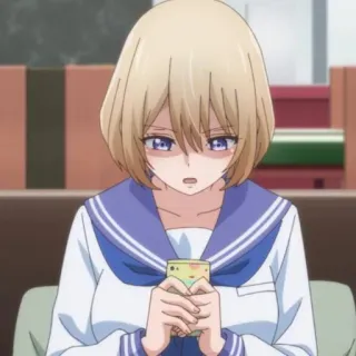 💛 Anime, Fille, Blonde, Uniforme scolaire, Mignon, Personnage, Étudiant telegram sticker