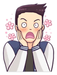 😱 anime, impactado, sorprendido, avergonzado, flores, dibujos animados telegram sticker
