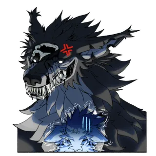 👹 furry, monster, creature, wolf, angry, animal, dog telegram sticker