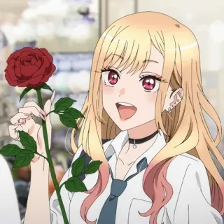 ❤️ Marin Kitagawa My Dress-Up Darling Anime, Fille, Rose, Mignon, Souriant, Marin Kitagawa, My Dress-Up Darling whatsapp sticker