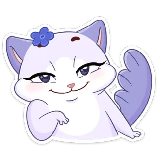 😏 chat, autocollant, violet, mignon, animal, dessin animé, kawaii whatsapp sticker