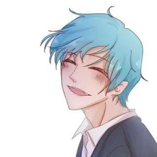 🦕 Anime, Manga, blaue Haare, lächelnd, Illustration, Cartoon whatsapp sticker