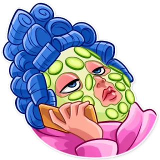 😗 女人, 美丽, 黄瓜, 面膜, 卷发器, 放松, 呵护, 自我护理 telegram sticker