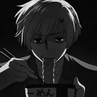🖤 ラーメン Ramen, Fideos, Anime, Comida japonesa, Comiendo, Palillos chinos telegram sticker