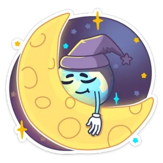 😴 moon, sleep, night, stars, cartoon, cute, dream telegram sticker