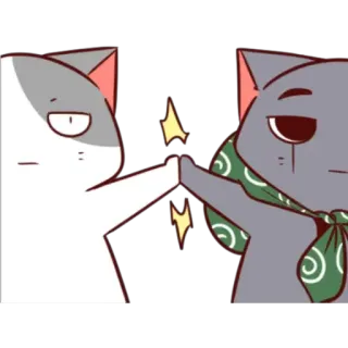 🤝 mèo, high five, phim hoạt hình, anime, dễ thương, động vật, tình bạn telegram sticker