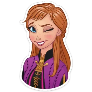 😉 Anna Frozen Disney, Anna, Frozen, Dibujos animados, Princesa, Guiño telegram sticker