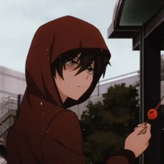 🍫 Аниме, Худи, Парень, Мультфильм, Персонаж, Грустный, Одинокий telegram sticker