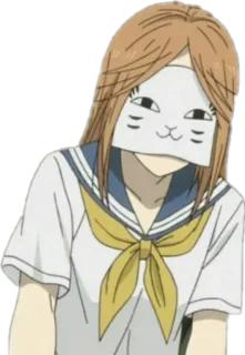 ☺️ アニメ, マスク, 女の子, セーラー服, 猫マスク telegram sticker