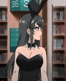 🐰 Mai Sakurajima Rascal Does Not Dream of Bunny Girl Senpai anime, bunny girl, school, library telegram sticker