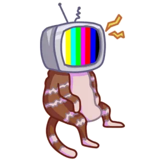 🖥 sticker, tv, coloré, dessin animé, animal, chat telegram sticker