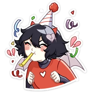 🥳 fête, célébration, mignon, dessin animé, confettis, personnage, animation telegram sticker