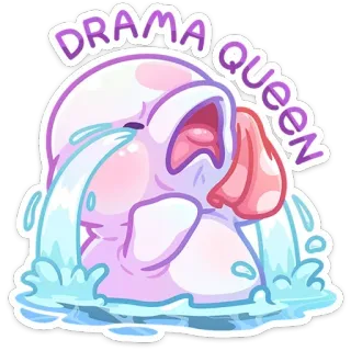 😭 DRAMA QUEEN Drama, Regina, Piangendo, Triste, Emozionale, Cartone animato, Animato, Lacrime, Melodrammatico whatsapp sticker
