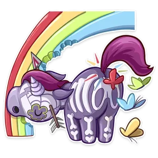 😋 единорог, скелет, радуга, фэнтези, животное, милый whatsapp sticker
