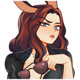 😎 kobieta, królik, okulary, kreskówka, poważny telegram sticker