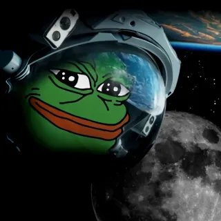 🌜 Pepe the Frog pepe, żaba, kosmos, księżyc, kask telegram sticker