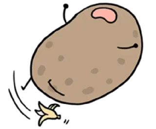 😩 potato, banana peel, cartoon, funny, cute, food telegram sticker