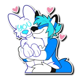 🤗 you furry, hug, love, anthropomorphic, cartoon, embrace, affection telegram sticker