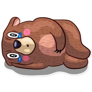 😶 sad, bear, cartoon, crying, upset whatsapp sticker