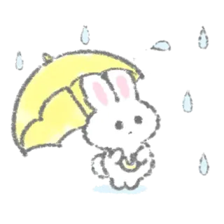 😷 กระต่าย, ร่ม, ฝน, น่ารัก, การ์ตูน telegram sticker