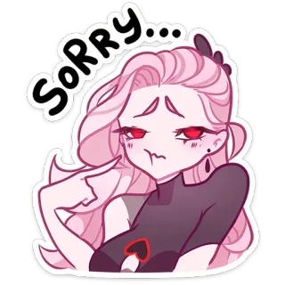 😒 SORRY... sorry, verontschuldiging, cartoon, anime, meisje, emotioneel whatsapp sticker
