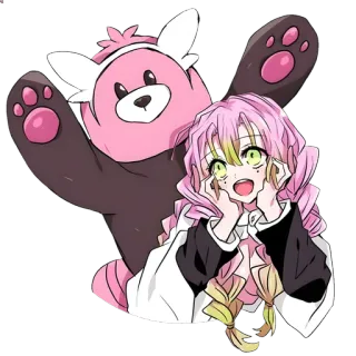 👾 Mitsuri Kanroji Demon Slayer Anime, Demon Slayer, Mitsuri Kanroji, fofa, cabelo rosa, garota anime telegram sticker