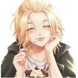 🍄 Anime, Postre, Helado, Dulce, Lindo, Ilustración whatsapp sticker