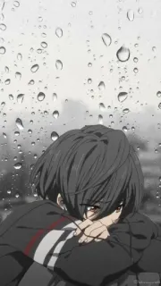 💔 Anime, Pluie, Triste, Fenêtre, Monochrome telegram sticker