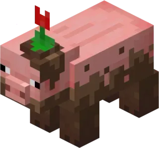 🐖 pig, minecraft, mud, flower, game, animal telegram sticker