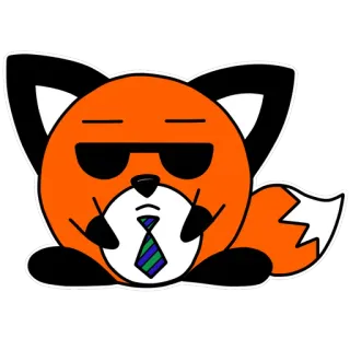😎 キツネ, アニメ, 動物, サングラス, ネクタイ, チル, キャラクター telegram sticker