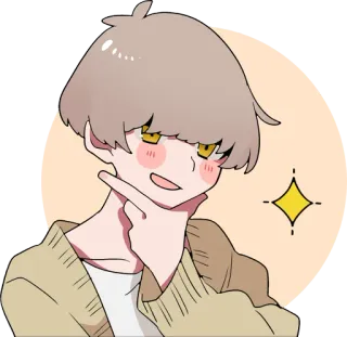 😏 Anime, Con trai, Suy nghĩ, Dễ thương, Hoạt hình, Kawaii telegram sticker