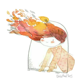 🍁 Acuarela, Abstracto, Arte, Ilustración, Infantil telegram sticker
