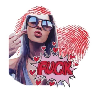 🖕 FUCK средний палец, оскорбительный, женщина, солнцезащитные очки, ругательство, сердце telegram sticker