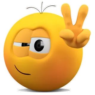 ✌ อิโมจิ, สันติภาพ, สีเหลือง, การ์ตูน, มีความสุข telegram sticker